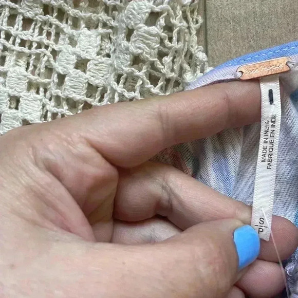 NEW Free People Aruba Crochet Multicolor Striped Crop Top Sz S Style #OB1522759 - Picture 5 of 7